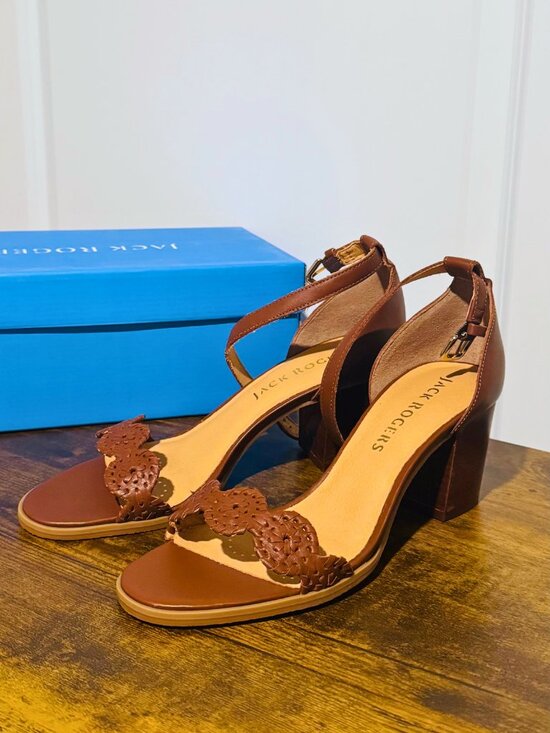 Jack Rogers Shoes - Jack Rogers Lauren Ankle Strap Mid Heel Mocha NIB Size 9